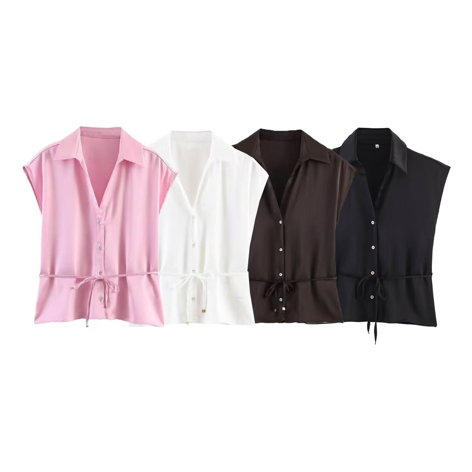Shirt Camp Collar - Willshela Women Fashion With Belt Solid