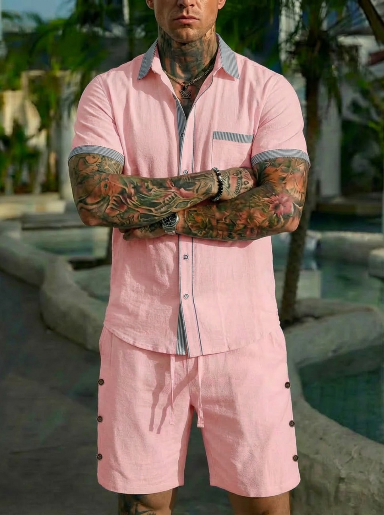 Men's Fashion Cuban Style Shir - đánh giá và giá Short Linen Drawstring