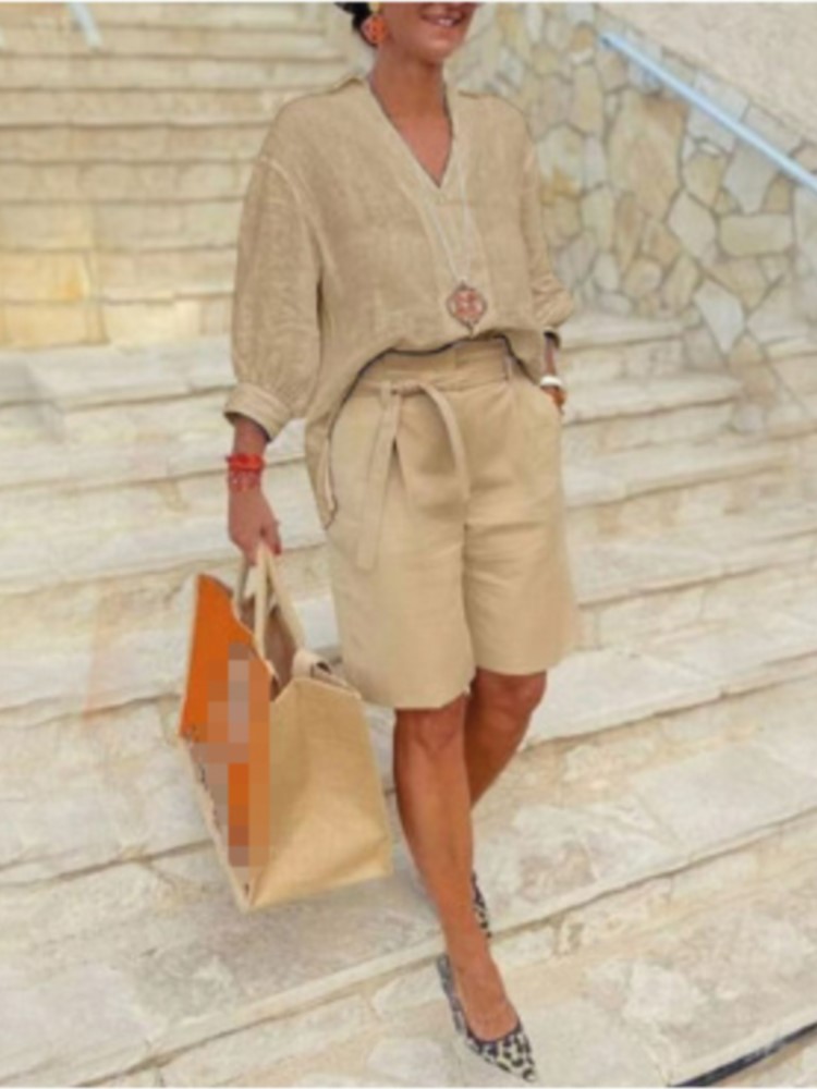 Women Suits Elegant Style Two  - đánh giá và giá Linen Shirt Breathable